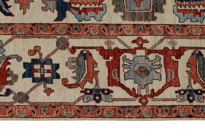 9x12 Ivory and Multicolor Anatolian Traditional Rug