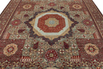 9x12 Gray and Burgundy Turkish Tribal Rug