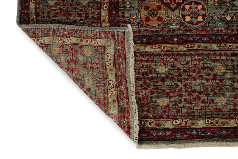 9x12 Gray and Burgundy Turkish Tribal Rug