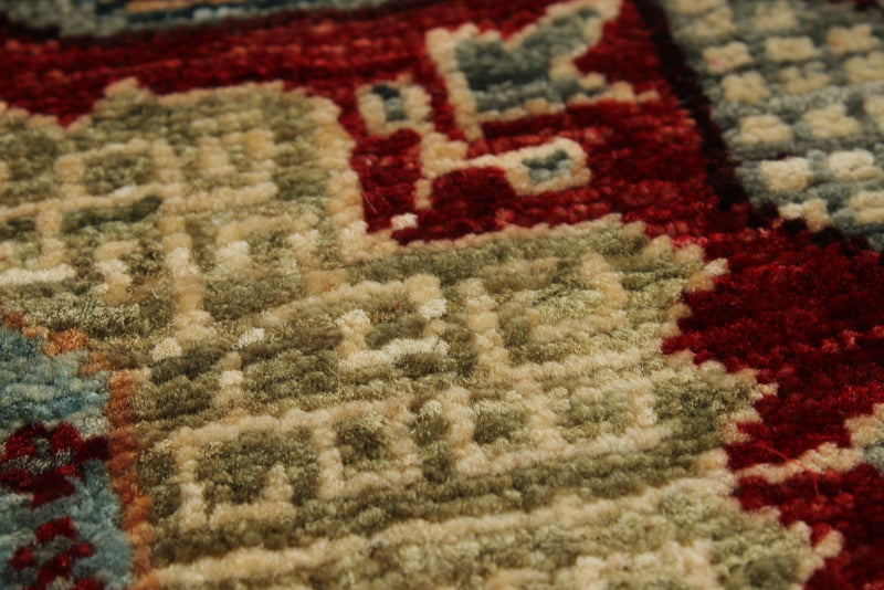 9x12 Gray and Burgundy Turkish Tribal Rug