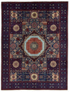 9x12 Navy and Burgundy Turkish Tribal Rug