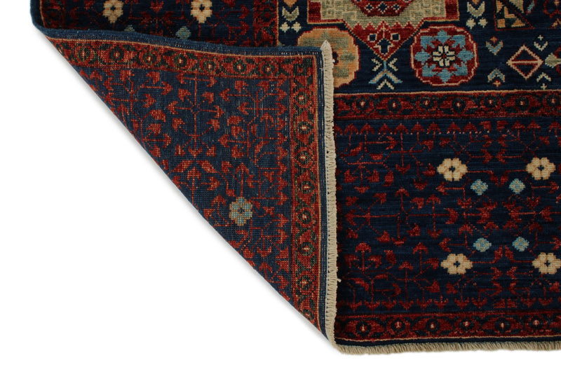 9x12 Navy and Burgundy Turkish Tribal Rug