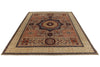 9x12 Ivory and Beige Turkish Tribal Rug