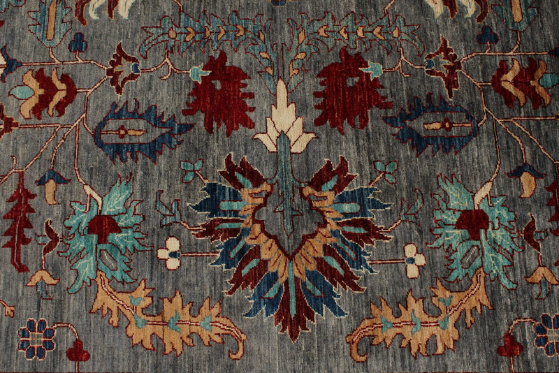 9x12 Gray and Turquoise Anatolian Tribal Rug