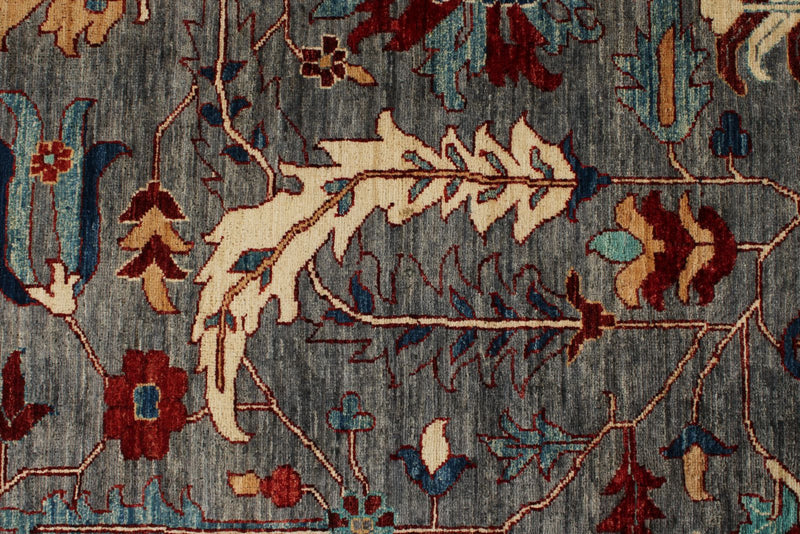 9x12 Gray and Turquoise Anatolian Tribal Rug
