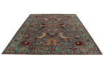 9x12 Gray and Turquoise Anatolian Tribal Rug
