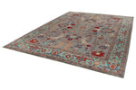 9x12 Gray and Turquoise Anatolian Tribal Rug