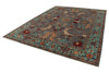 9x12 Gray and Turquoise Anatolian Tribal Rug