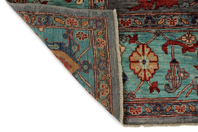 9x12 Gray and Turquoise Anatolian Tribal Rug