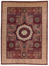 9x12 Burgundy and Beige Turkish Tribal Rug