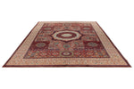 9x12 Burgundy and Beige Turkish Tribal Rug