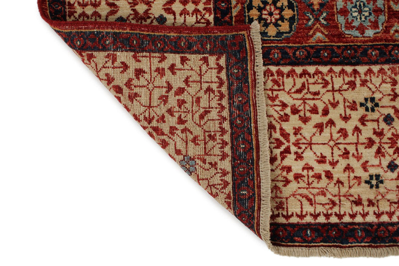 9x12 Burgundy and Beige Turkish Tribal Rug