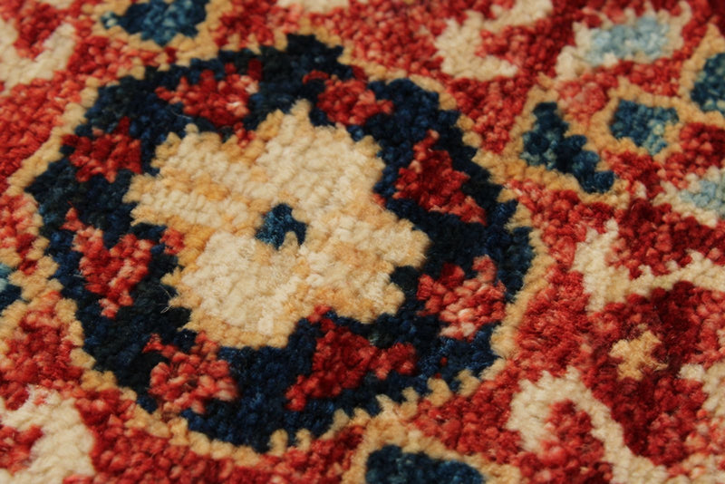 9x12 Burgundy and Beige Turkish Tribal Rug