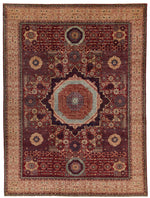 9x12 Burgundy and Beige Turkish Tribal Rug
