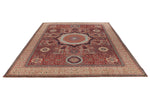 9x12 Burgundy and Beige Turkish Tribal Rug