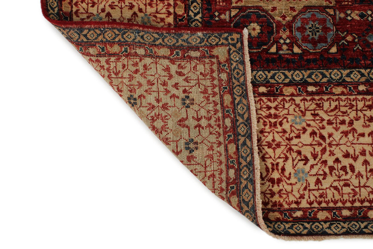 9x12 Burgundy and Beige Turkish Tribal Rug