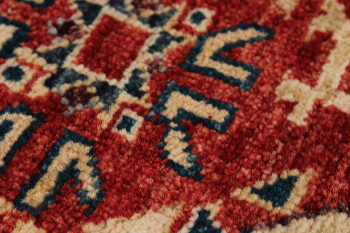9x12 Burgundy and Beige Turkish Tribal Rug