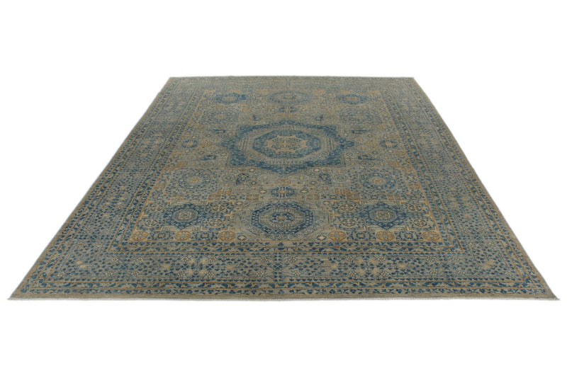 9x12 Beige and Gray Turkish Oushak Rug