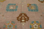 11x14 Pink and Brown Turkish Oushak Rug