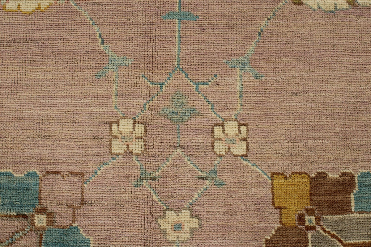 11x14 Pink and Brown Turkish Oushak Rug