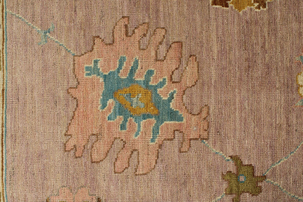 11x14 Pink and Brown Turkish Oushak Rug