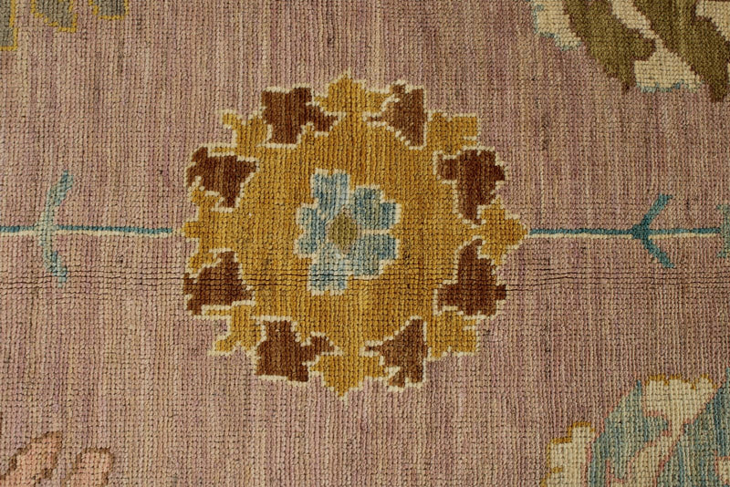 11x14 Pink and Brown Turkish Oushak Rug