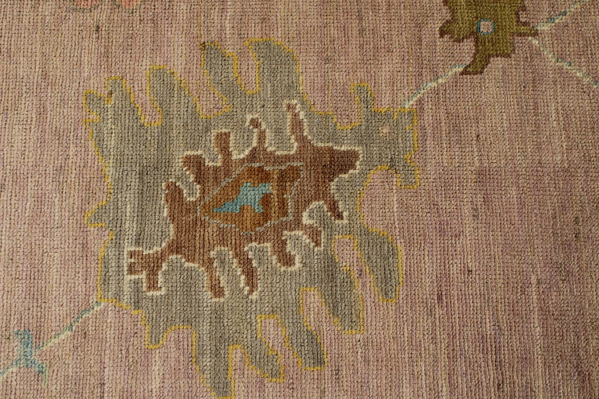 11x14 Pink and Brown Turkish Oushak Rug
