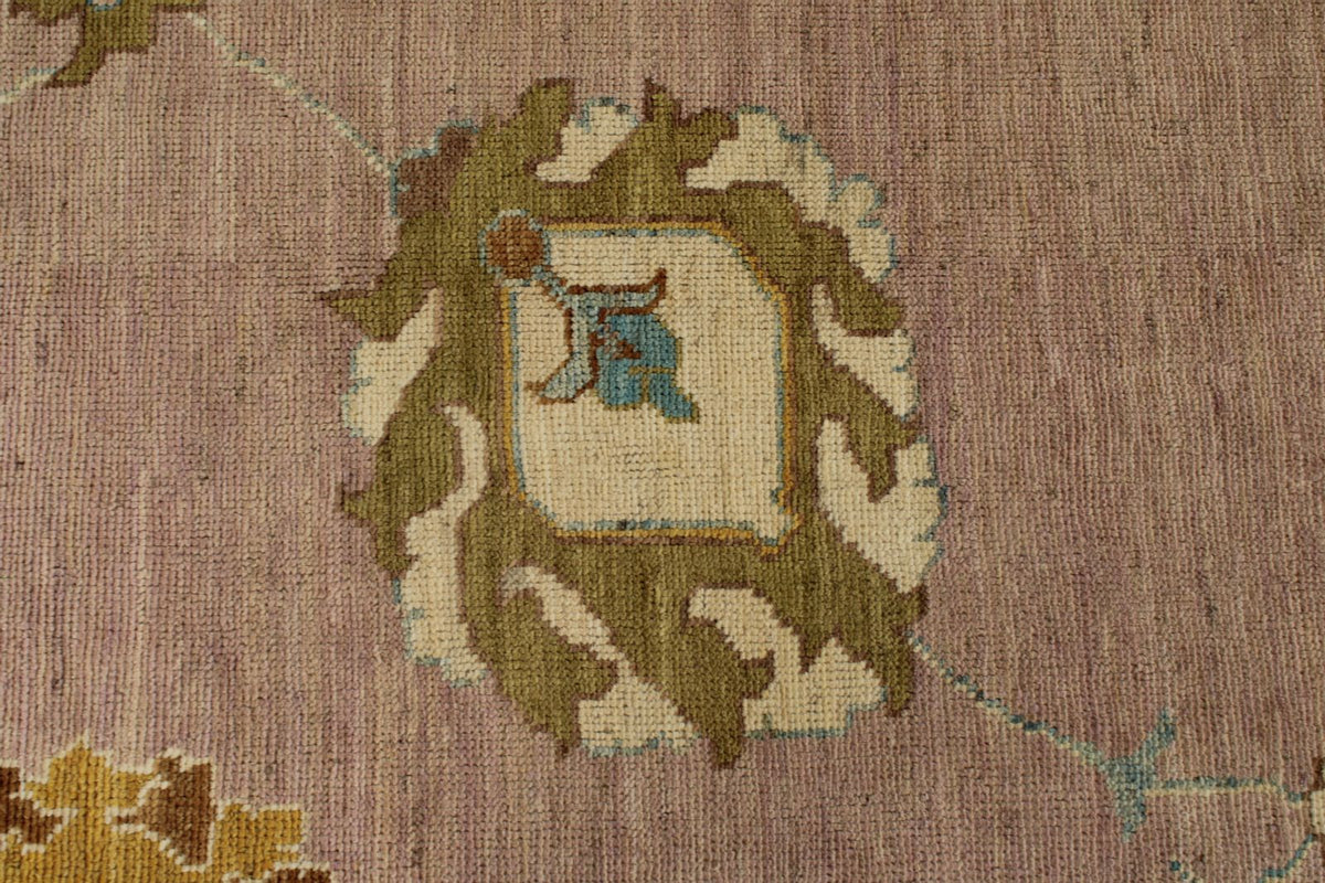 11x14 Pink and Brown Turkish Oushak Rug