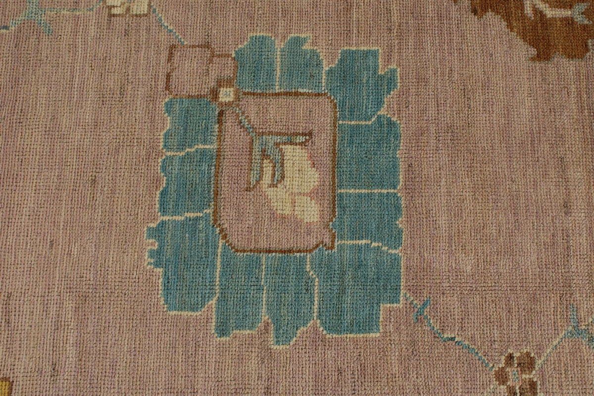 11x14 Pink and Brown Turkish Oushak Rug