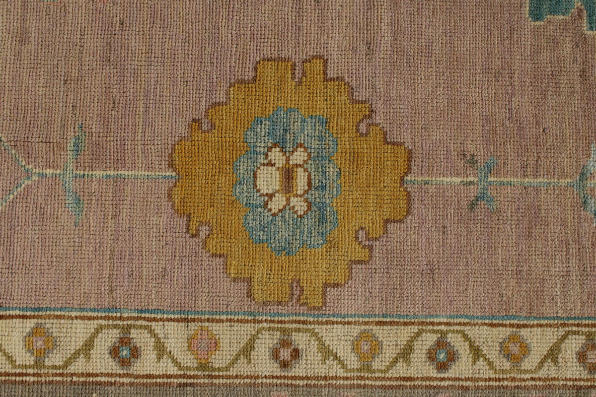 11x14 Pink and Brown Turkish Oushak Rug