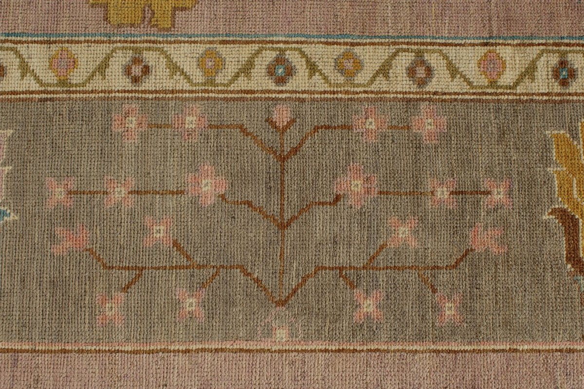 11x14 Pink and Brown Turkish Oushak Rug