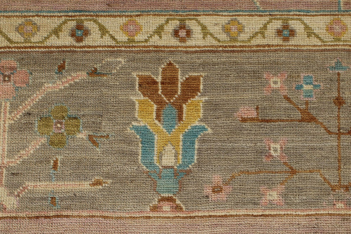 11x14 Pink and Brown Turkish Oushak Rug