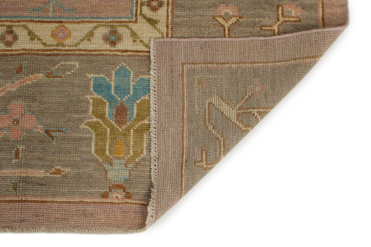 11x14 Pink and Brown Turkish Oushak Rug