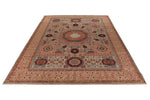 10x14 Beige and Ivory Turkish Tribal Rug