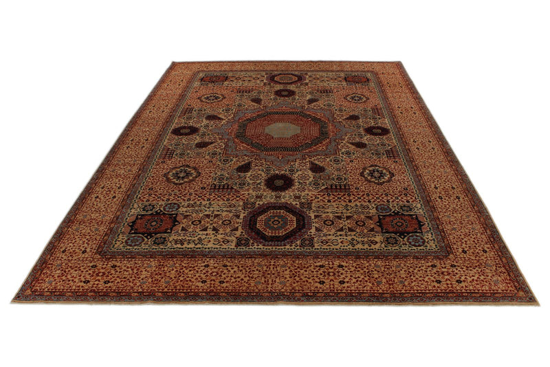 10x14 Beige and Ivory Turkish Tribal Rug