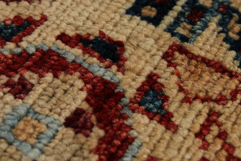 10x14 Beige and Ivory Turkish Tribal Rug