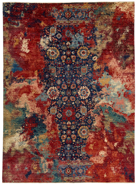 10x14 Navy and Multicolor Modern Contemporary Rug