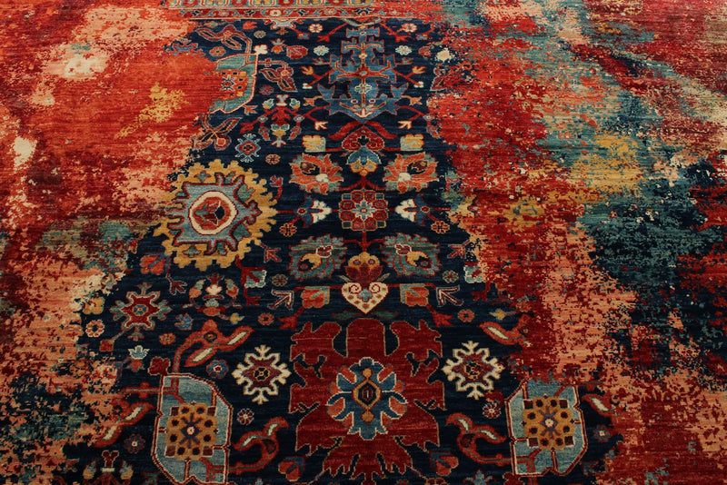 10x14 Navy and Multicolor Modern Contemporary Rug