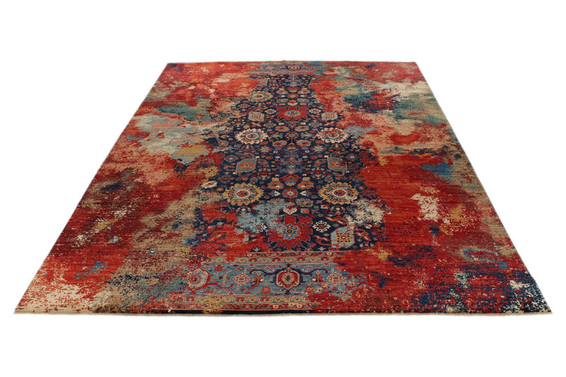 10x14 Navy and Multicolor Modern Contemporary Rug