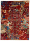 10x13 Red and Multicolor Turkish Tribal Rug