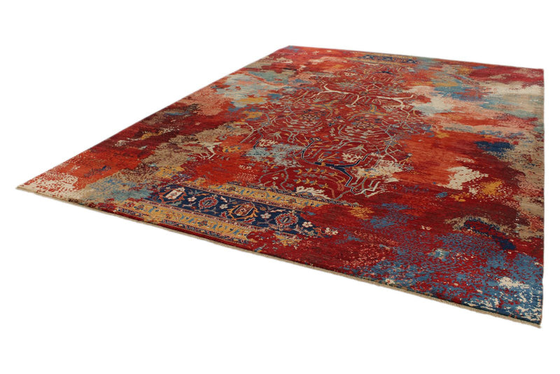 10x13 Red and Multicolor Turkish Tribal Rug