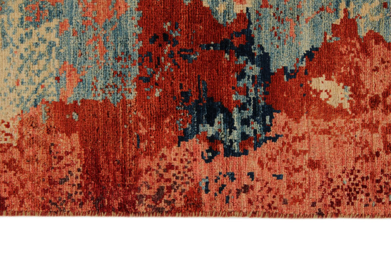 10x13 Red and Multicolor Turkish Tribal Rug