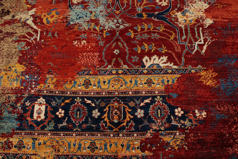 10x13 Red and Multicolor Turkish Tribal Rug