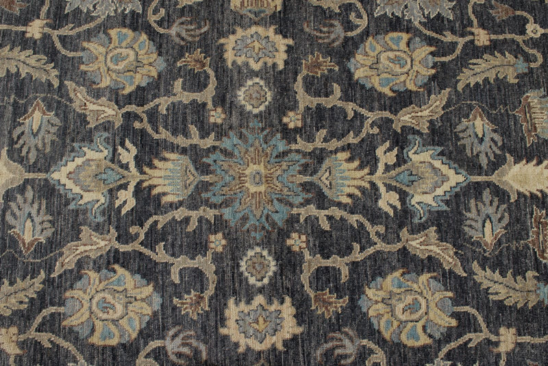 10x14 Charcoal and Ivory Anatolian Tribal Rug