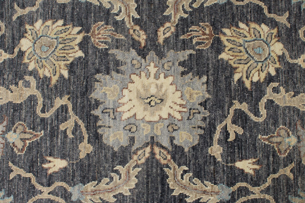 10x14 Charcoal and Ivory Anatolian Tribal Rug