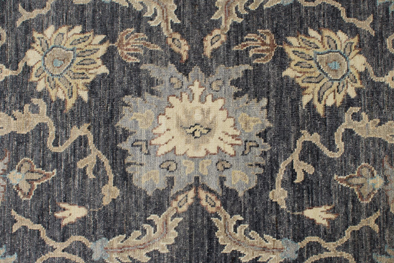 10x14 Charcoal and Ivory Anatolian Tribal Rug