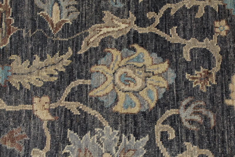 10x14 Charcoal and Ivory Anatolian Tribal Rug