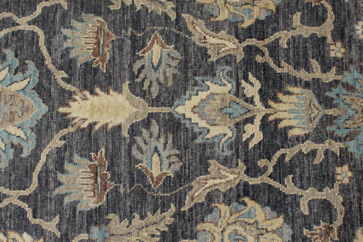 10x14 Charcoal and Ivory Anatolian Tribal Rug