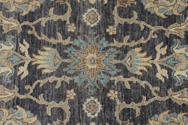 10x14 Charcoal and Ivory Anatolian Tribal Rug