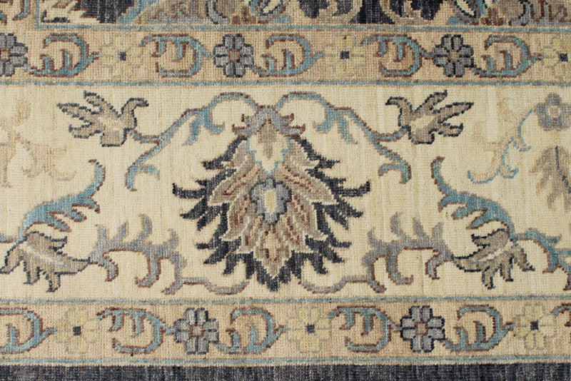 10x14 Charcoal and Ivory Anatolian Tribal Rug